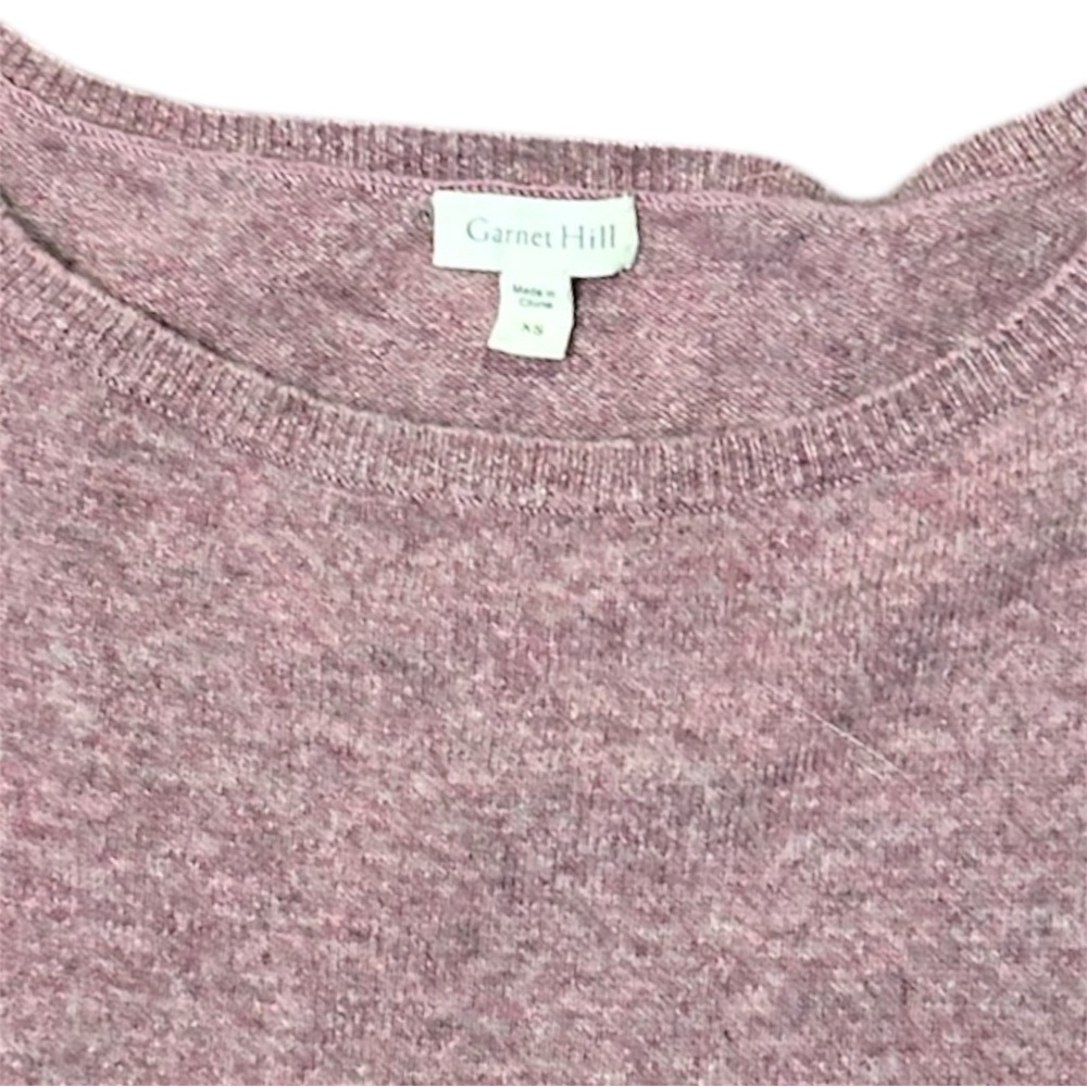 Garnet Hill Sweater 100% Cashmere Soft Pullover Crew Ruffle Hem Dusty Rose XS - Picture 4 of 5